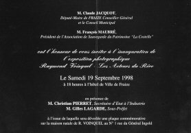 Carte d'invitation à l'expositionà la mairie de Fraize.